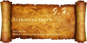 Iczkovits Harri névjegykártya